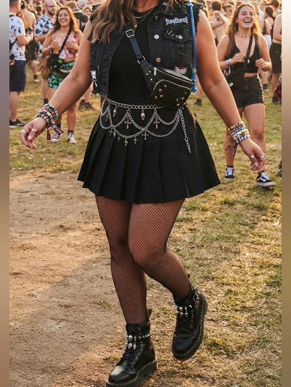 Black Fishnet Stockings Stretch One Size Weanmix Goth Grunge Rave Y2k Edgy